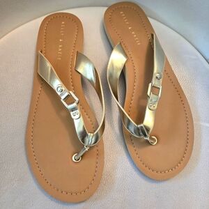 Kelly & Katie Gold Buckle Flip Flops Size 11